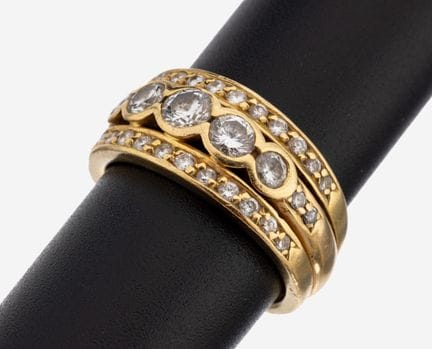 18 kt gold brilliant-ring , YG 750/000, centered 5