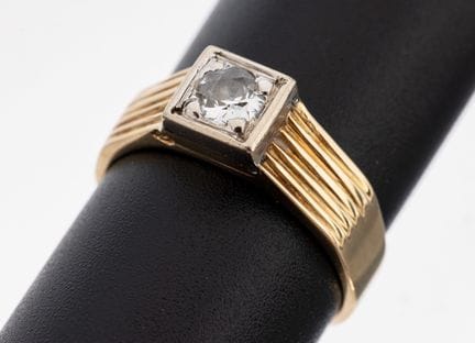 14 kt gold diamond-ring, 1930s , YG/WG 585/000, ri