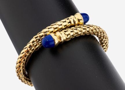 Bracelet en or 18 carats et lapis-lazuli, poinçon 