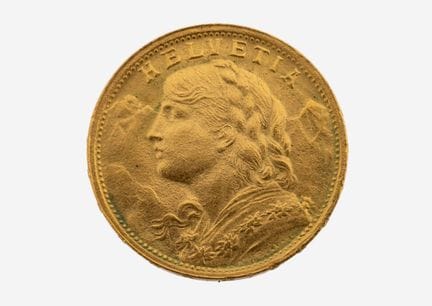 Gold coin, 20 Swiss Francs , Switzerland, 1925, so
