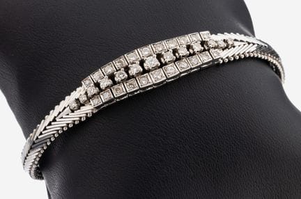 18 kt gold brilliant-bracelet, 1970s , WG 750/000,