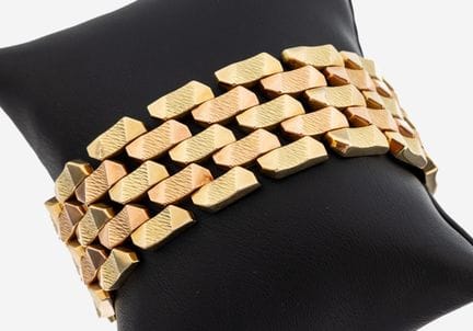 14 kt gold bracelet, 1960s , YG/RG 585/000, brick 
