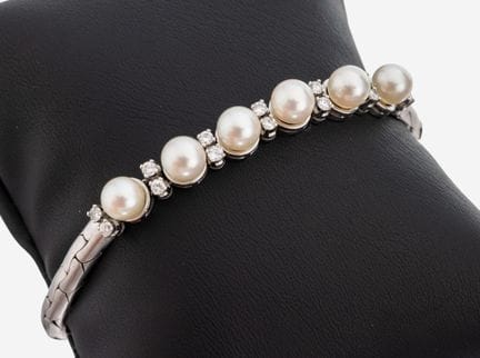 18 kt gold pearl-brilliant-bracelet , WG 750/000, 