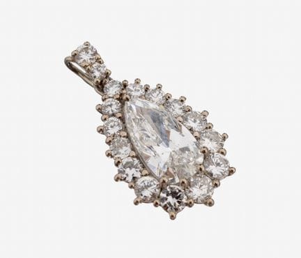 18 kt gold diamond-pendant , WG 750/000, centered 