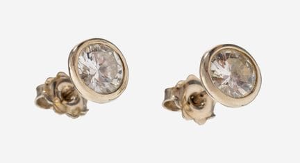 Pair of 14 kt gold brilliant-earrings , WG 585/000