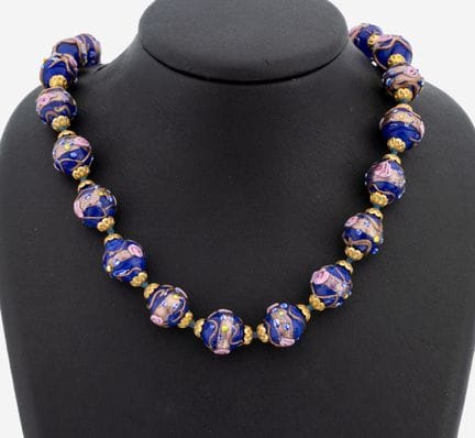 Murano glass necklace, Italy, 1930s , royal blue g