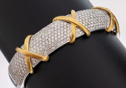 Bracelet rigide en or 18 carats, poinçon WG/GG 750