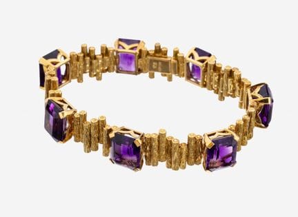 18 kt gold RENE KERN amethyst-bracelet, 1970s , YG