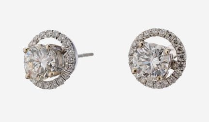 Pair of 14 kt gold brilliant-earrings , WG 585/000