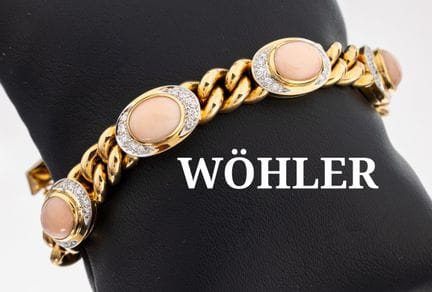 18 kt gold WÖHLER coral-brilliant-bracelet , YG/WG