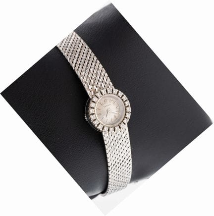18 kt gold OMEGA brilliant-ladies' wristwatch , WG