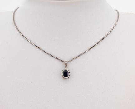 14 kt gold sapphire-brilliant-pendant , WG 585/000
