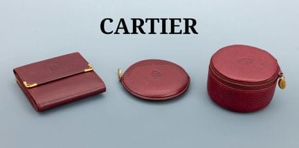 Lot 3 CARTIER leather-accessoires , bordeauxred le