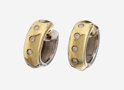 Pair of 14 kt gold brilliant-earhoops , YG/WG 585/
