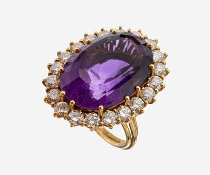 18 kt gold amethyst-brilliant-ring , YG 750/000, c