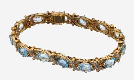 Bracelet en or 14 carats avec topazes et diamants,