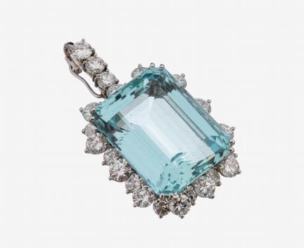 Pendentif-broche en or 18 carats avec aigue-marine