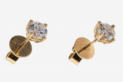 Paire de boucles d'oreilles en or 14 carats sertie