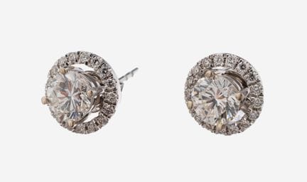 Pair of 14 kt gold brilliant-earrings , WG 585/000