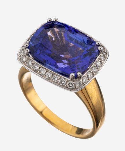 Bague en or 18 carats avec tanzanite et diamants t