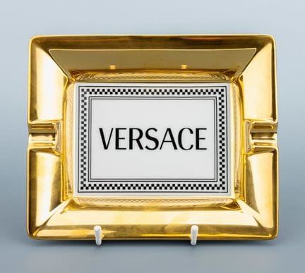 VERSACE X ROSENTHAL ashtray , porcelain, mirror wi