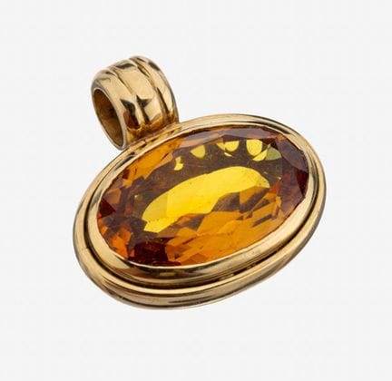 Pendentif en or 14 carats avec pierre de couleur, 