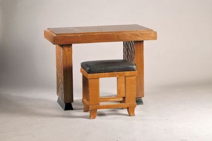 Mesa y taburete de estilo Art Déco, siglo XX, chap