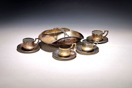 Monturas de plata para un juego de té, Italia, sig