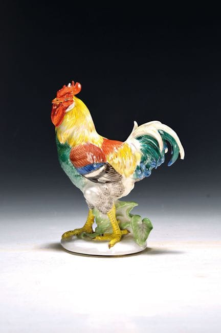 Figura de porcelana, «Gallo», Meissen, diseño de E