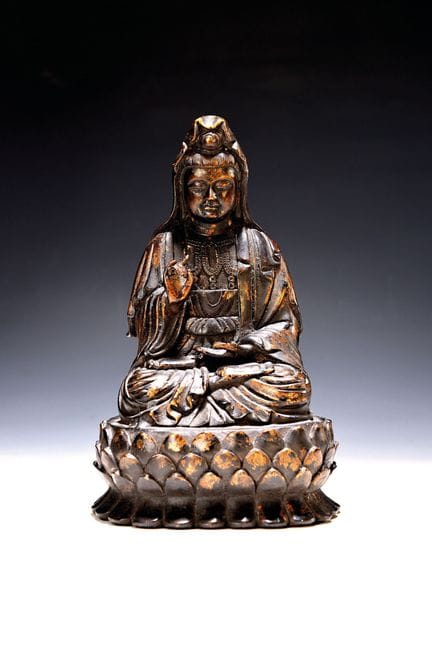 Guanyin, China, 20. Jh., Bronze, meditative Haltun