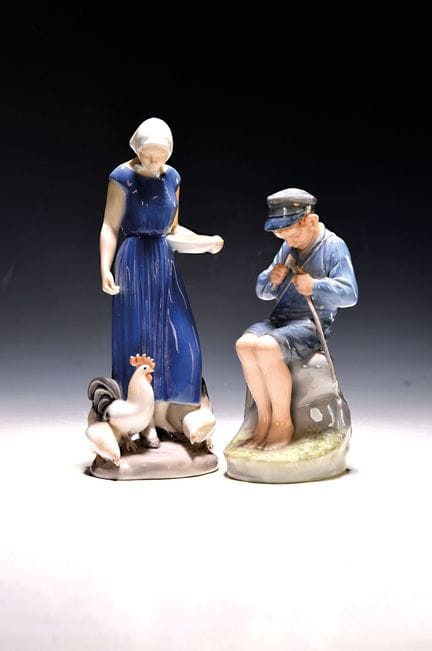 2 figurines en porcelaine, Royal Copenhagen et Bin