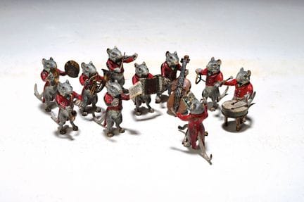 Orquesta de ratones de 10 piezas, bronce vienés, f