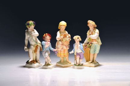 Cinq figurines en porcelaine, KPM Berlin, XXe sièc