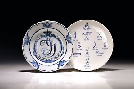 2 assiettes-souvenirs, Meissen, 1er choix, dont 1 