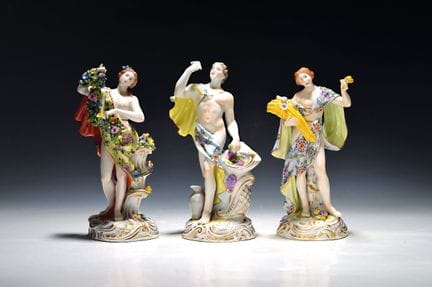 Tres figuras de porcelana, «Älteste Volkstedt», «P