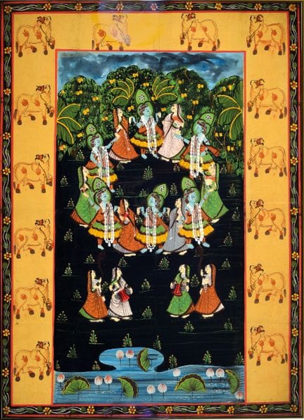 皮奇瓦伊（Pichwai），大型布面画，印度，20世纪早期，《莱拉》（LLela），描绘拉达（Rad