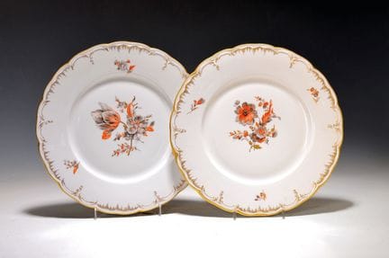 2 assiettes, KPM Berlin, 20e siècle, porcelaine, r