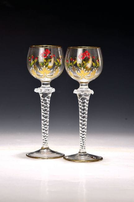 2 verres à vin de style Art nouveau, probablement 