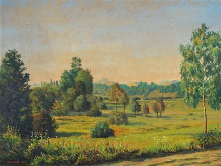 阿尔弗雷德·库舍（Alfred Kusche），1884-1984，卡尔斯鲁厄，《夏末风景》，署名并
