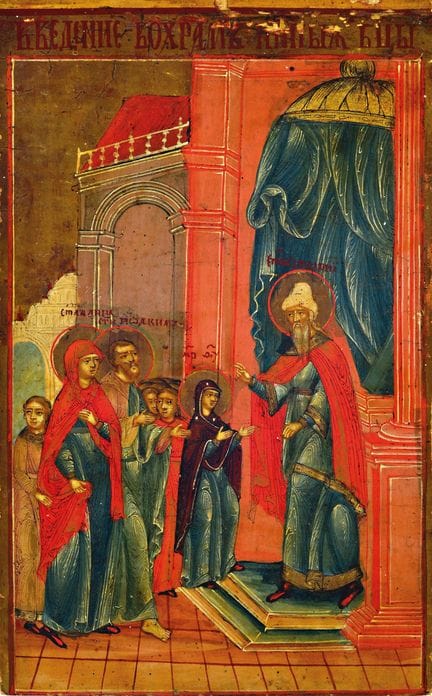Icon, Russia, 19th century, Mary is brought tothe 