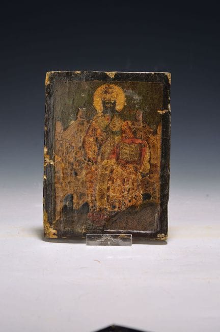 Icon with Silver oklad, Russia, probably 18th C., 