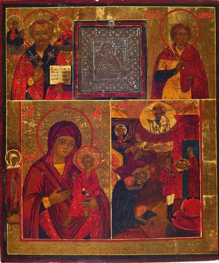 Icon with metal icon of John the Baptist, Russia, 