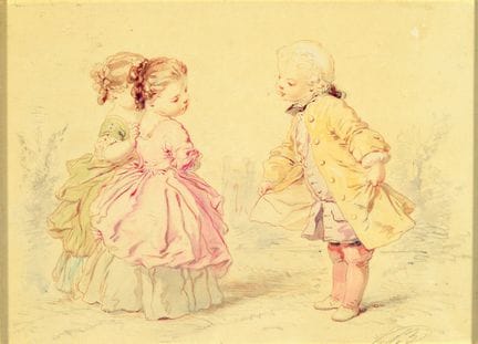 Gustave de Beaumont, 1851-1922, due bambine incont