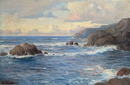 约翰内斯·霍尔斯特（Johannes Holst），1880-1965，汉堡，《峭壁海岸》，油画/亚