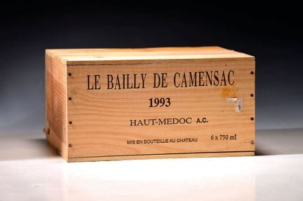 12 bouteilles de Le Bailly de Camensac 1993, Haut-