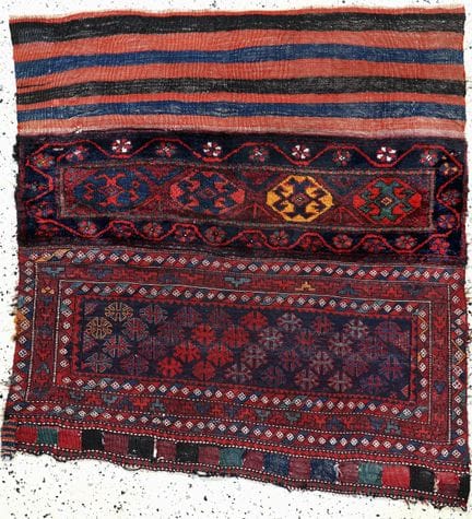 Bolso Afschar abierto, Persia, hacia 1900, lana so