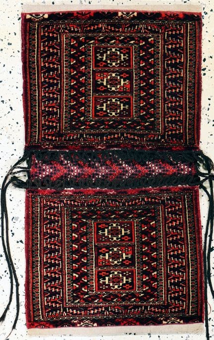 Bolso doble de Tekke, Turkmenistán, hacia 1900, la