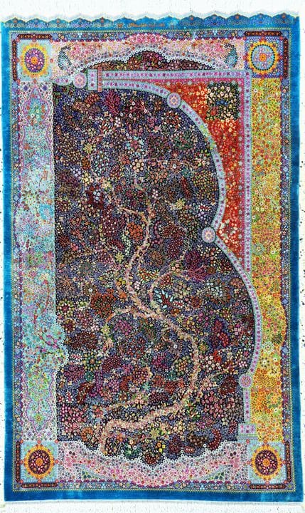Seda de Ghom, de Persia, firmada «Eshaghi», de hac