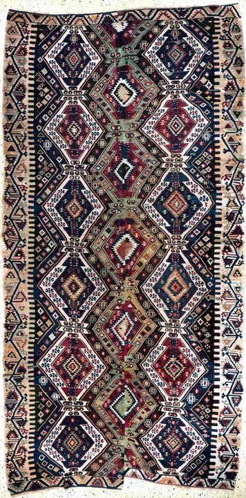 Kilim antiguo de Konya (de dos hileras), Turquía, 
