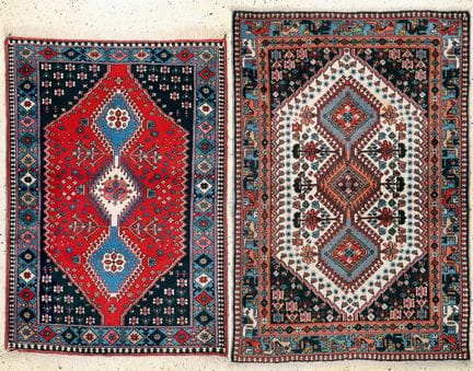 2 alfombras Yalameh, Persia, finales del siglo XX,